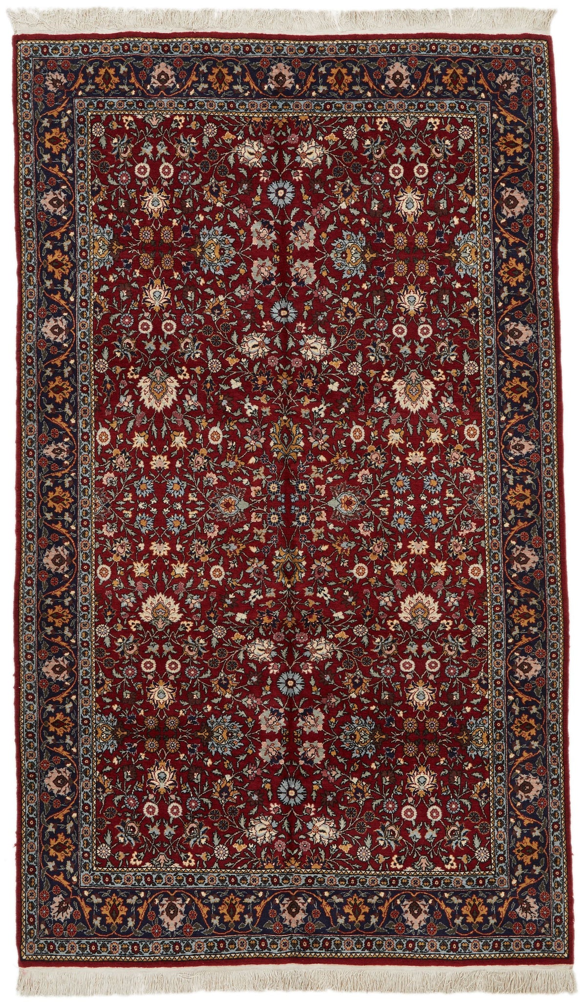 5x8 Burgundy and Navy Turkish Anatolia Rug