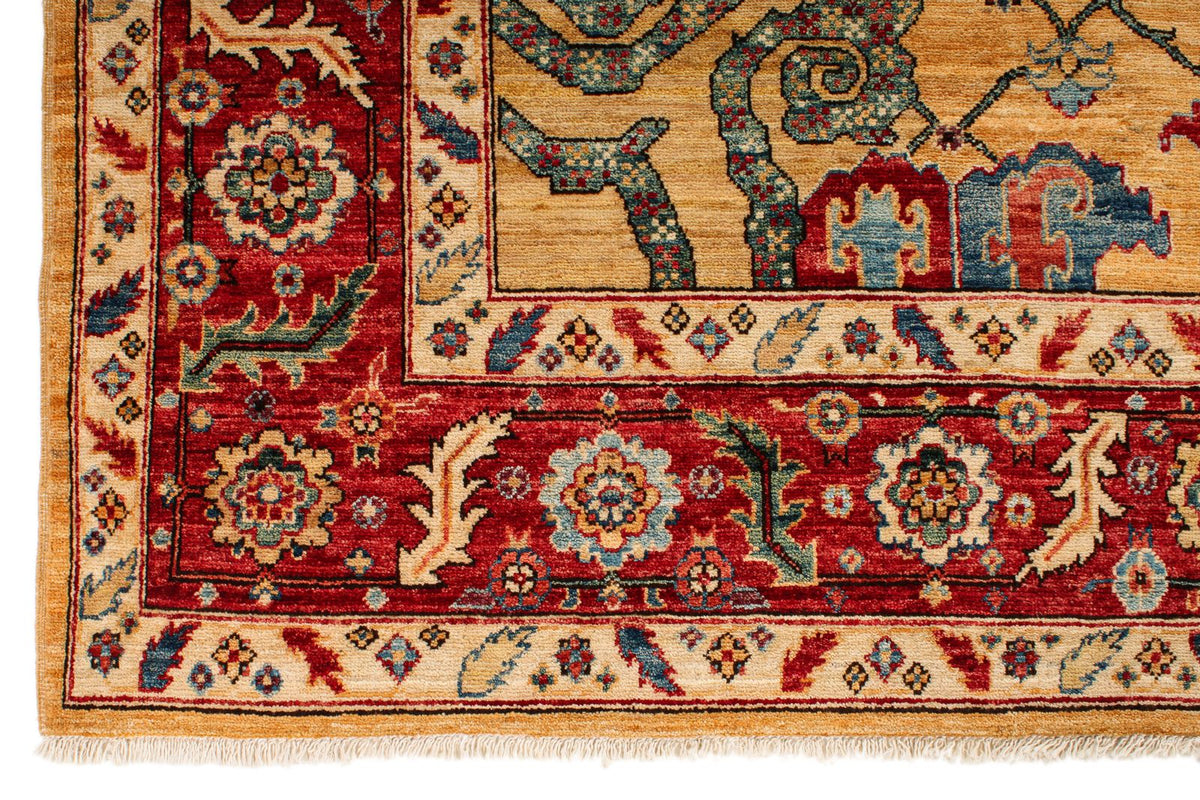 8x10 Yellow and Red Anatolian Traditional Rug
