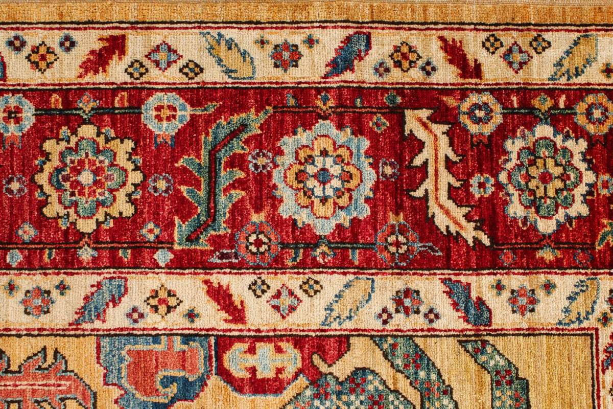 8x10 Yellow and Red Anatolian Traditional Rug
