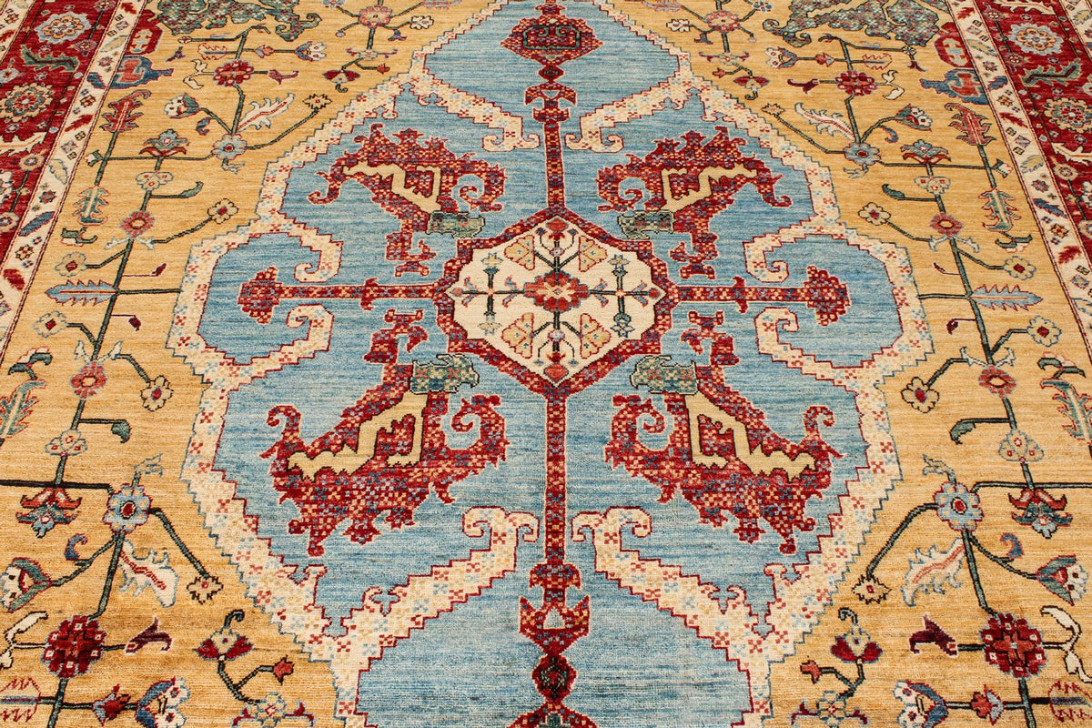8x10 Yellow and Red Anatolian Traditional Rug