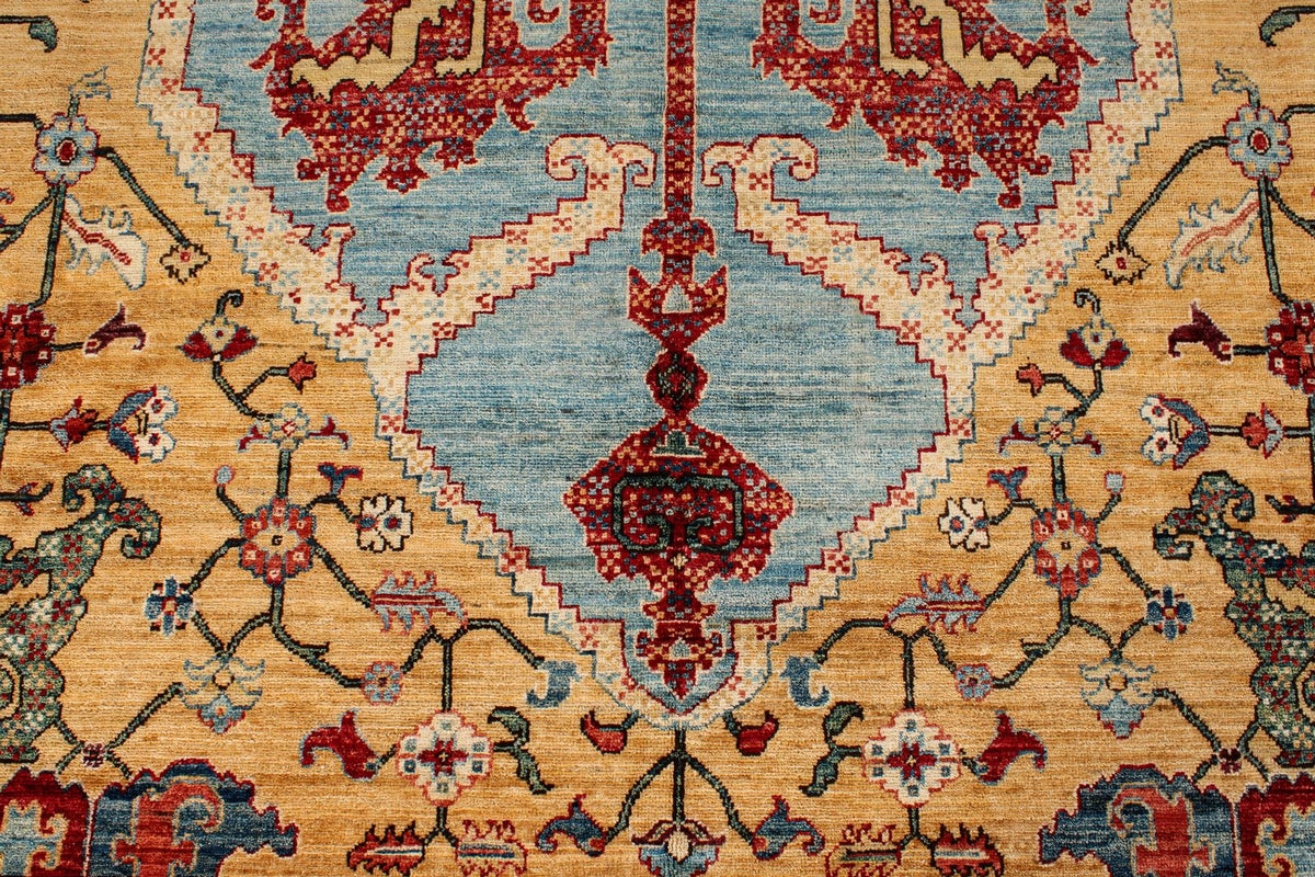 8x10 Yellow and Red Anatolian Traditional Rug