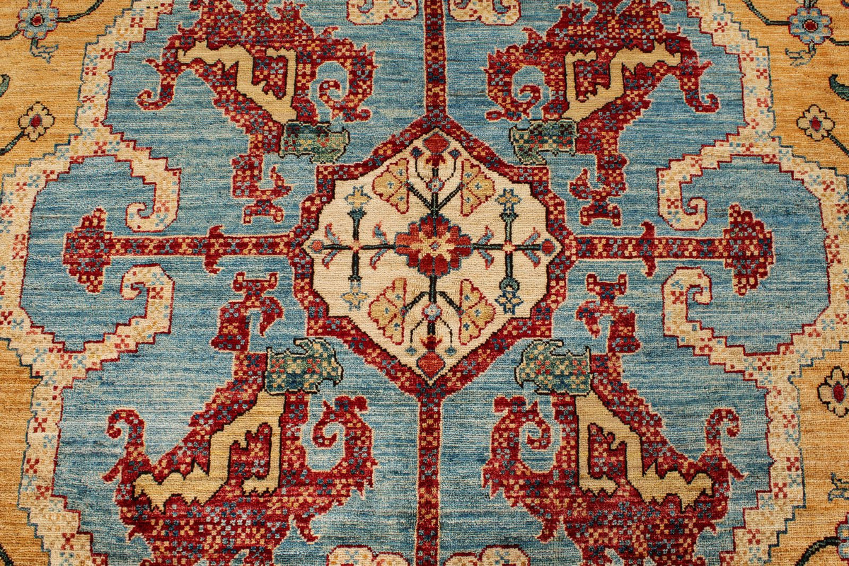 8x10 Yellow and Red Anatolian Traditional Rug