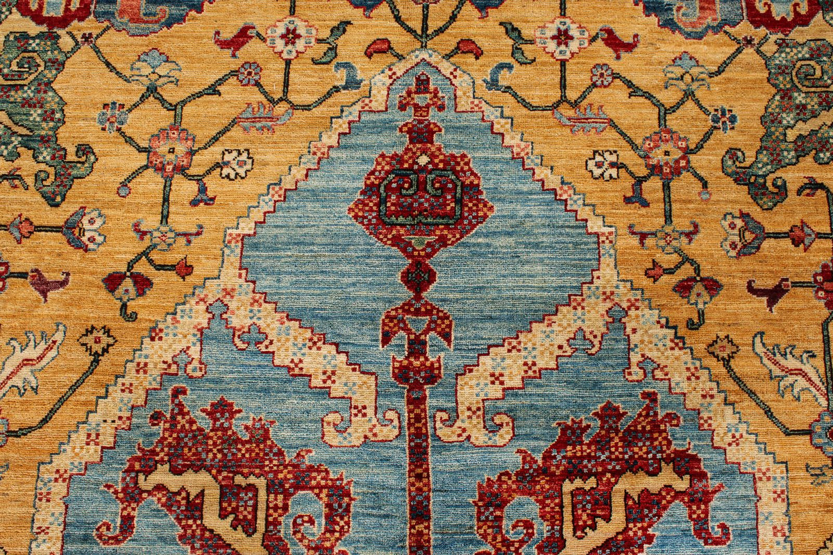 8x10 Yellow and Red Anatolian Traditional Rug