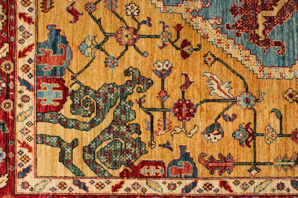 8x10 Yellow and Red Anatolian Traditional Rug