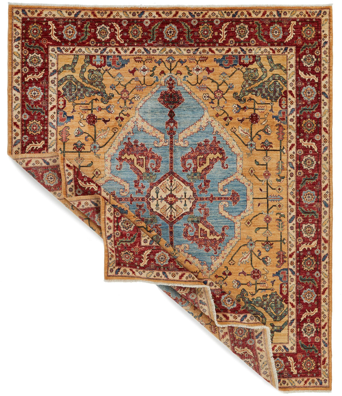 8x10 Yellow and Red Anatolian Traditional Rug
