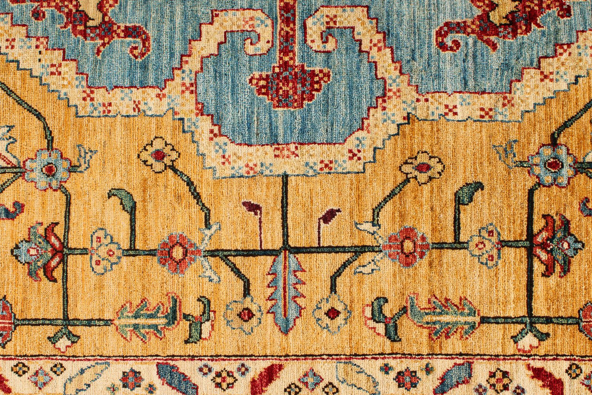 8x10 Yellow and Red Anatolian Traditional Rug