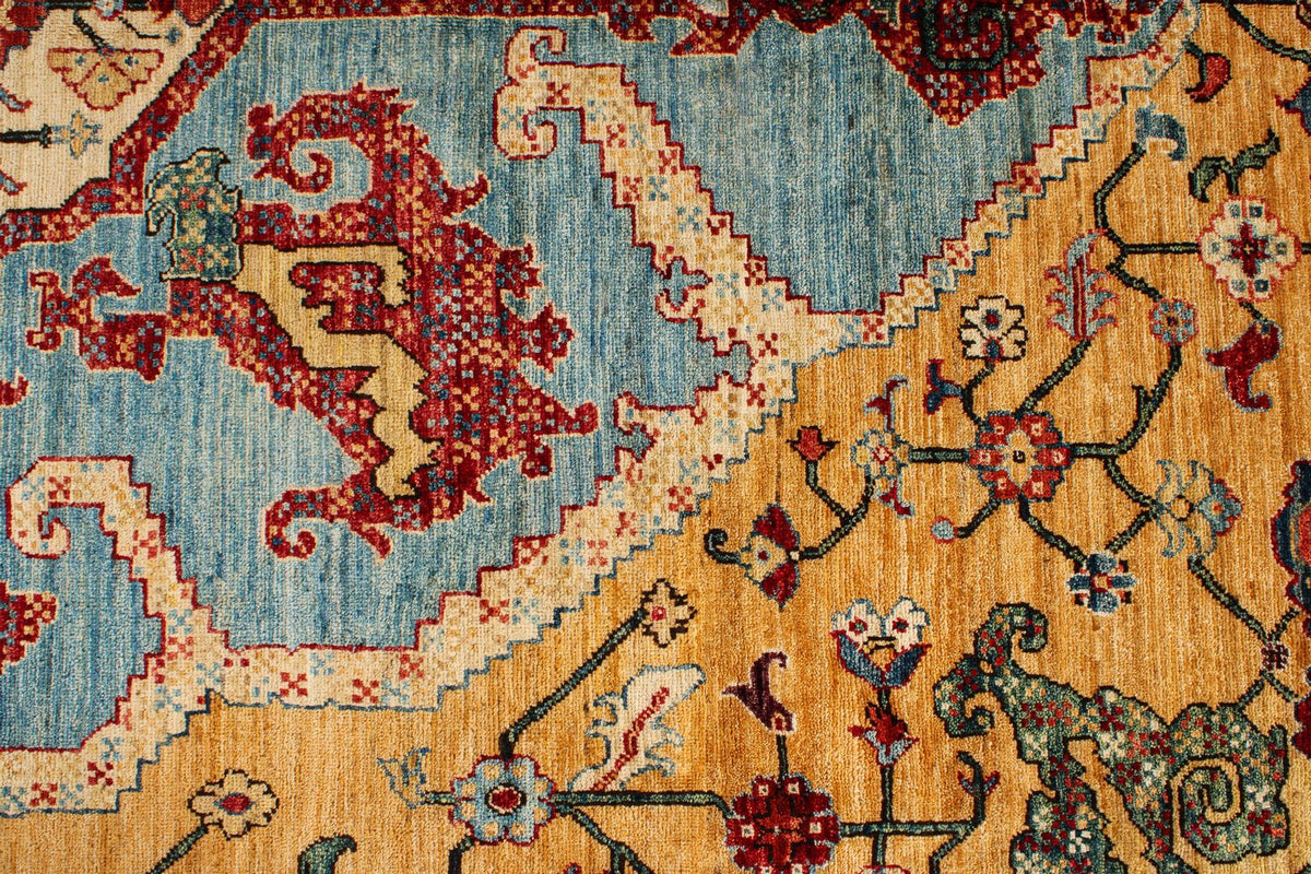 8x10 Yellow and Red Anatolian Traditional Rug