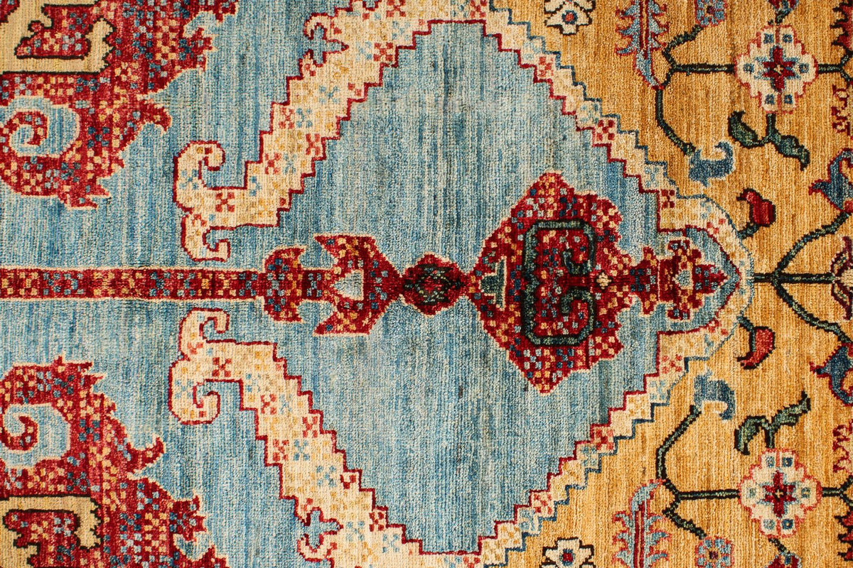 8x10 Yellow and Red Anatolian Traditional Rug