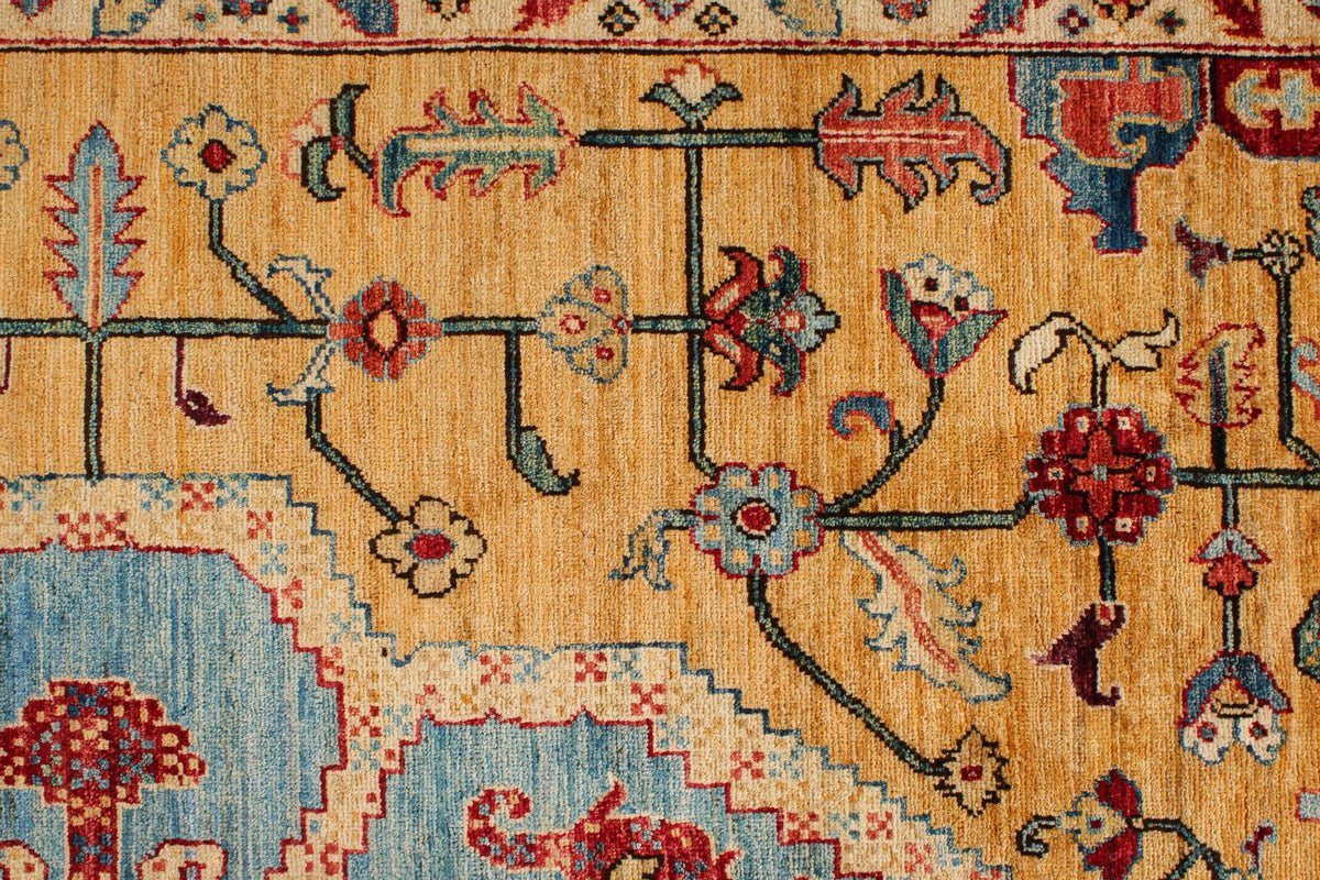 8x10 Yellow and Red Anatolian Traditional Rug