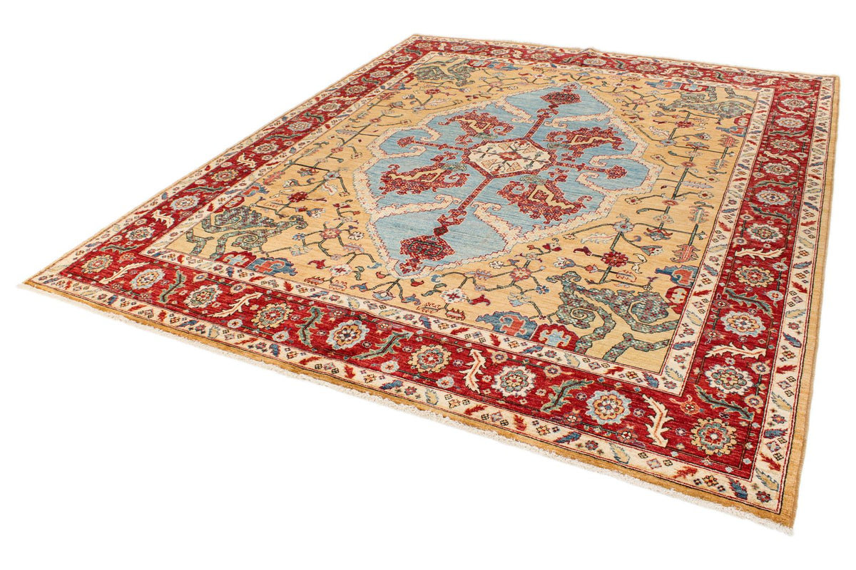 8x10 Yellow and Red Anatolian Traditional Rug