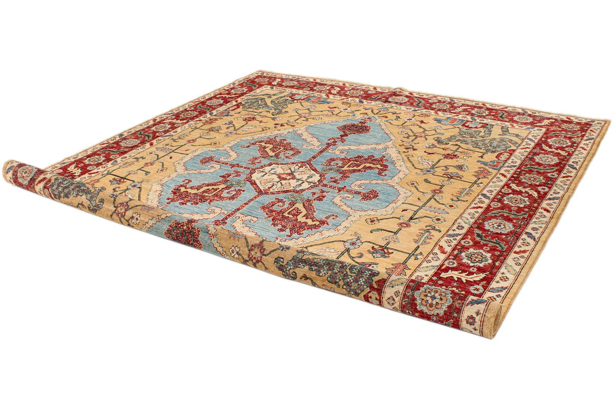 8x10 Yellow and Red Anatolian Traditional Rug