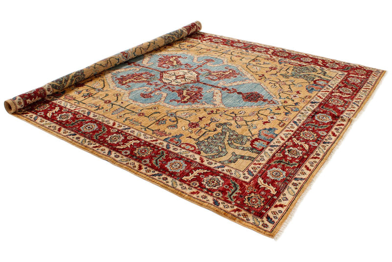 8x10 Yellow and Red Anatolian Traditional Rug
