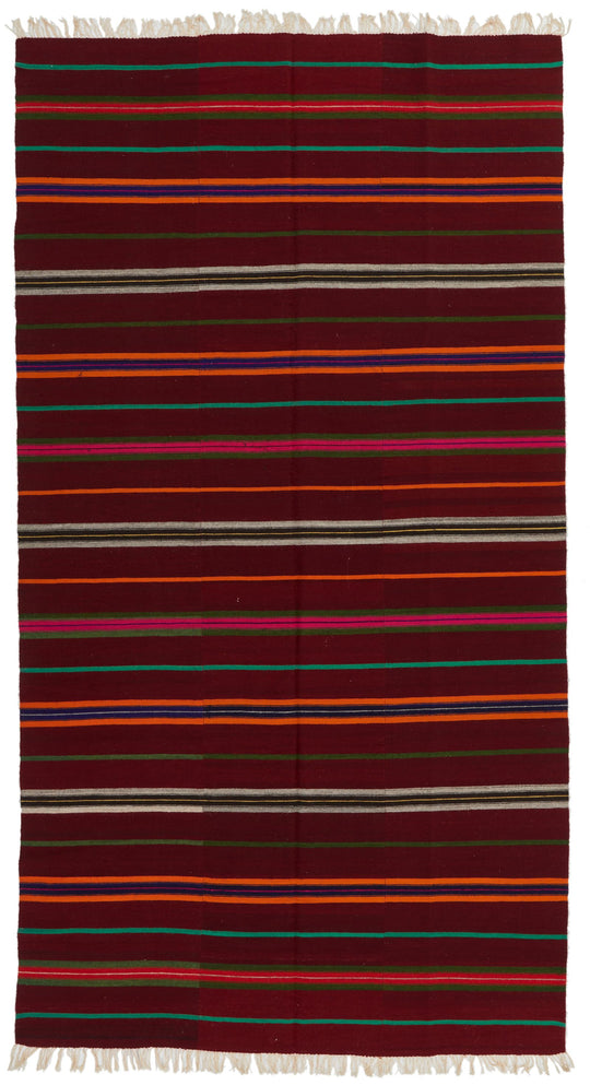 5x10 Red and Multicolor Turkish Tribal Rug