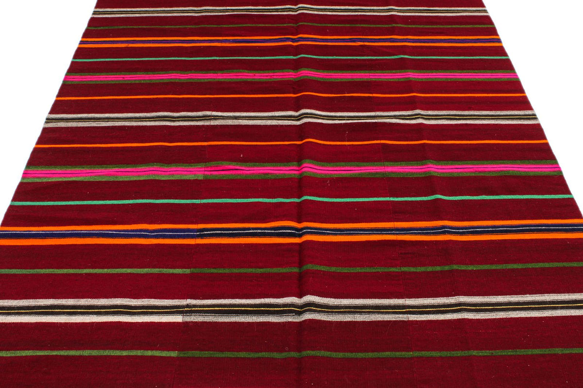 5x10 Red and Multicolor Turkish Tribal Rug