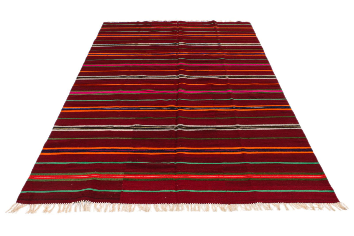 5x10 Red and Multicolor Turkish Tribal Rug