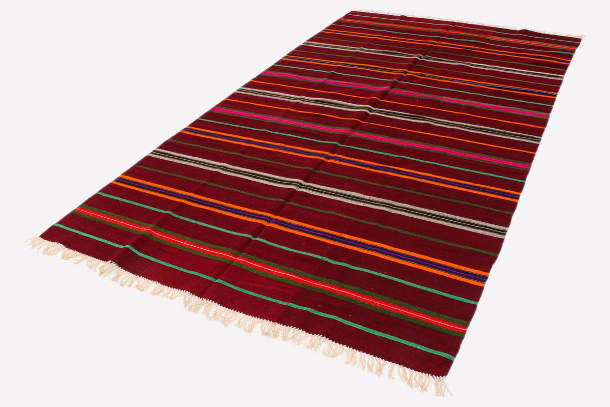 5x10 Red and Multicolor Turkish Tribal Rug