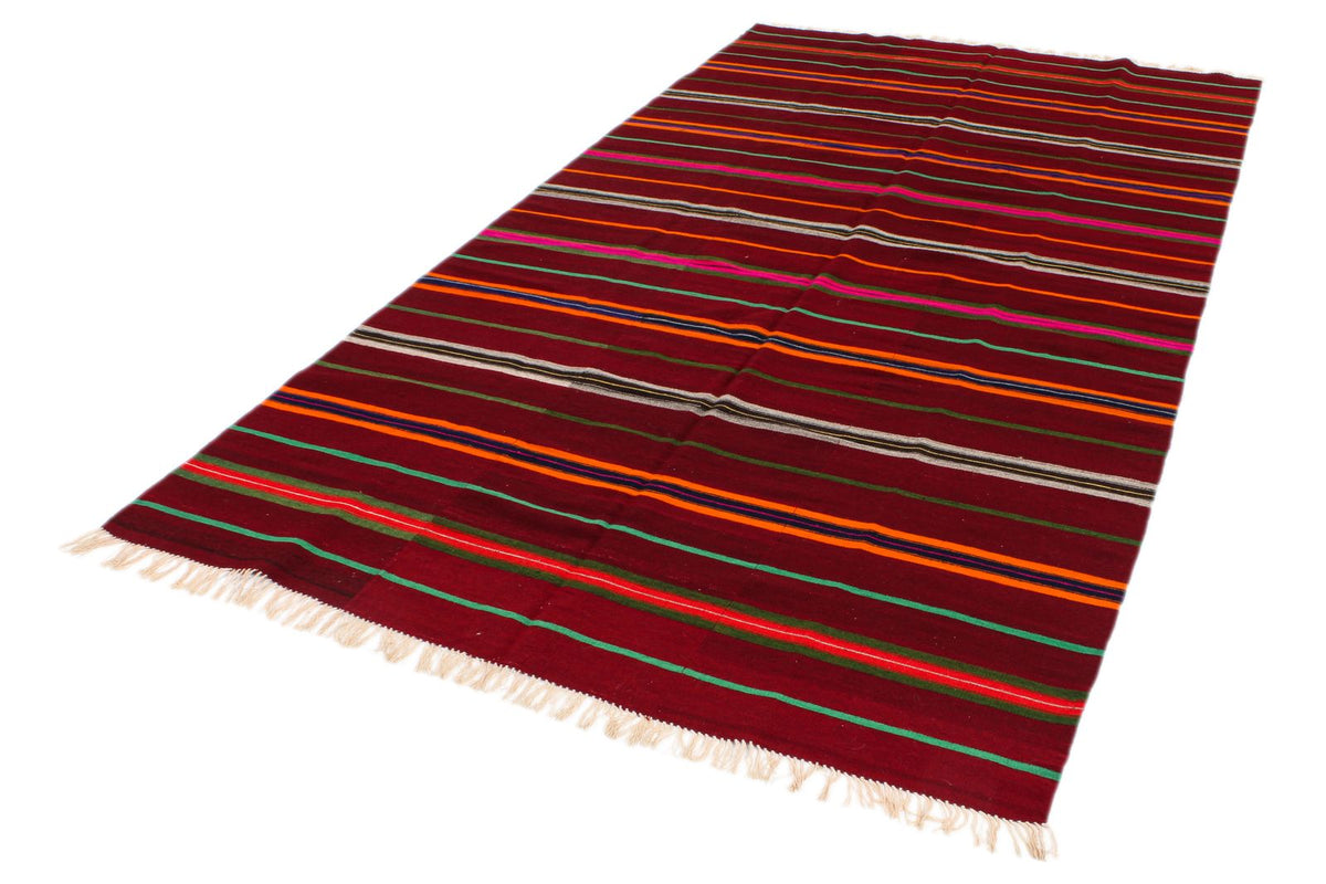 5x10 Red and Multicolor Turkish Tribal Rug
