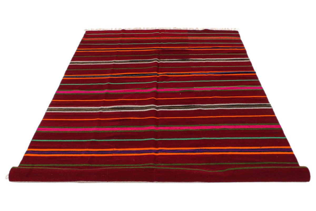 5x10 Red and Multicolor Turkish Tribal Rug