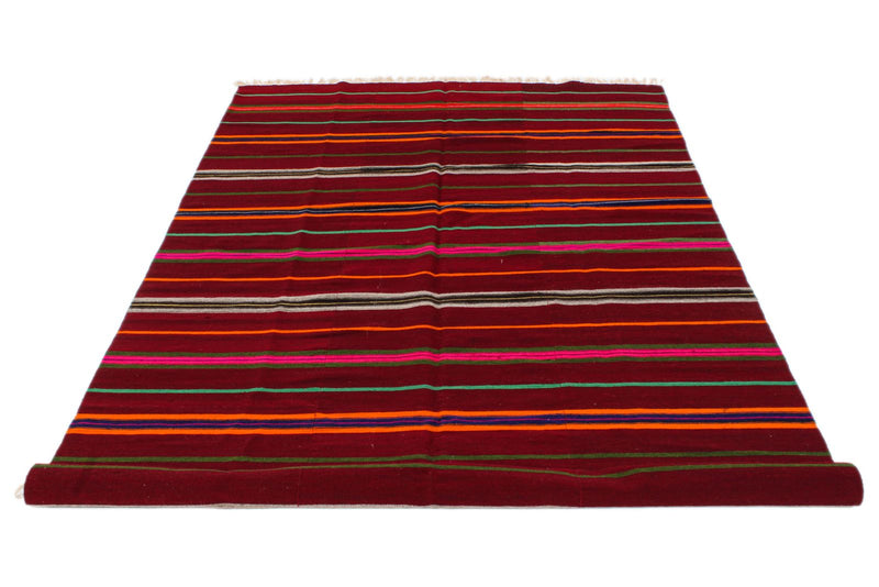 5x10 Red and Multicolor Turkish Tribal Rug