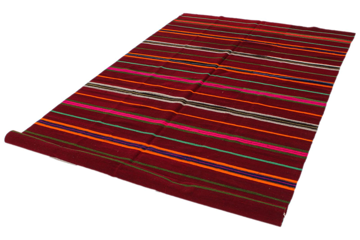 5x10 Red and Multicolor Turkish Tribal Rug