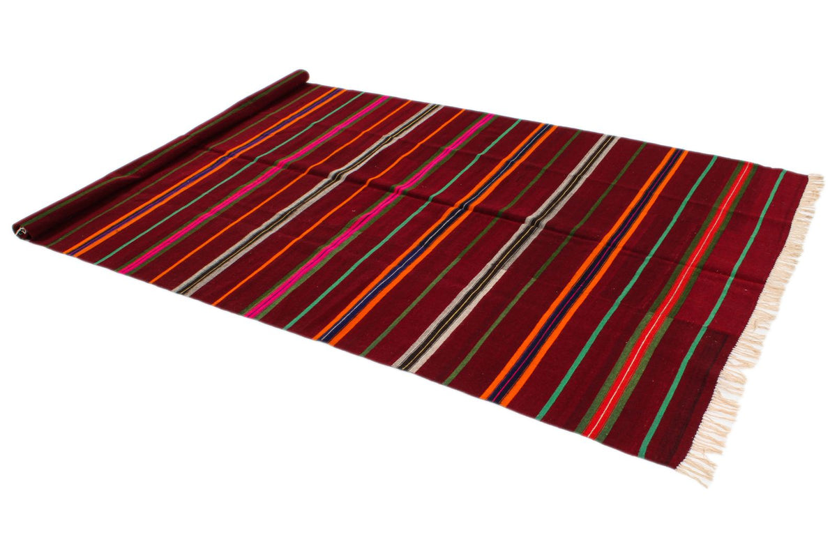 5x10 Red and Multicolor Turkish Tribal Rug