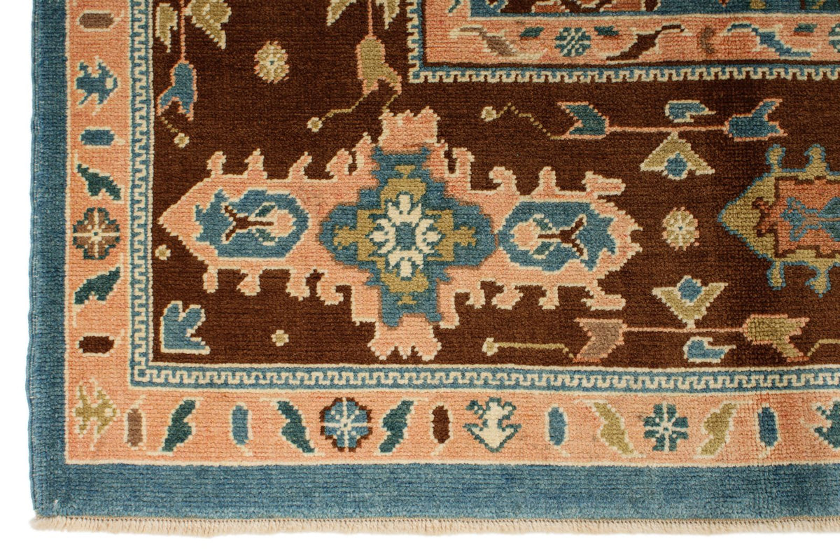 9x12 Blue and Brown Turkish Oushak Rug