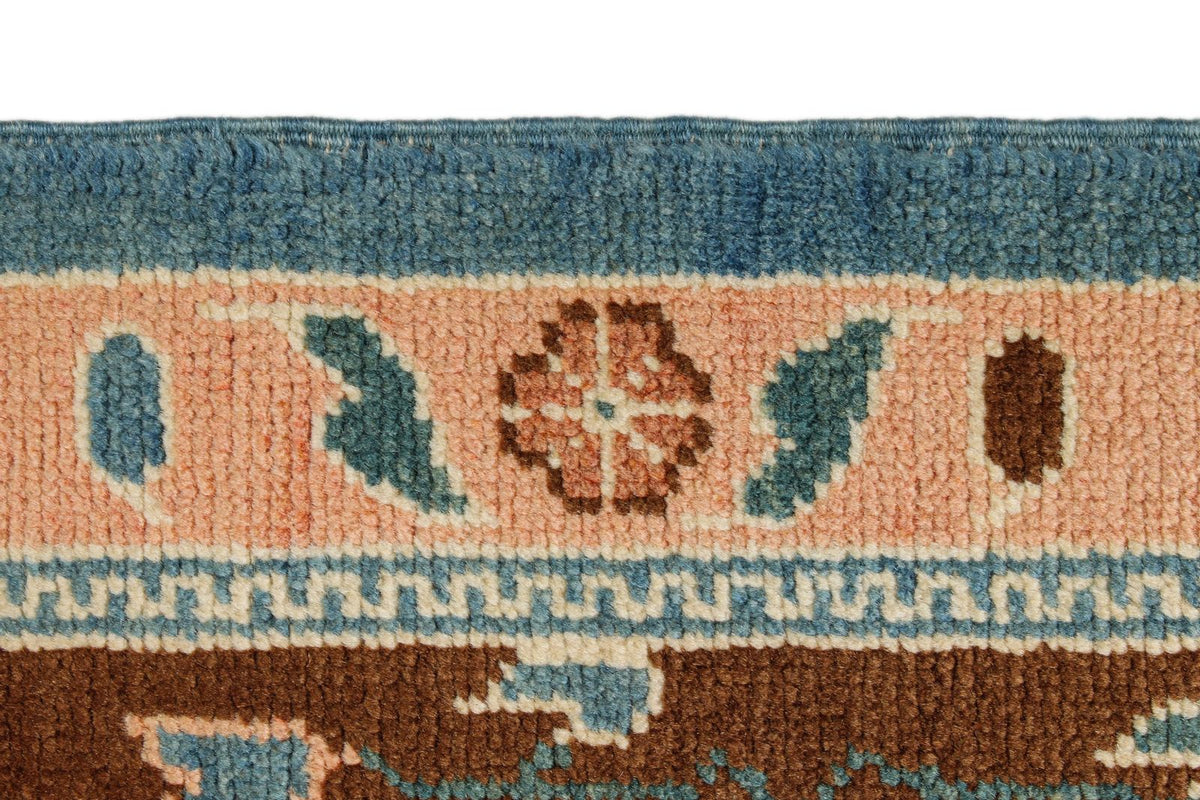 9x12 Blue and Brown Turkish Oushak Rug