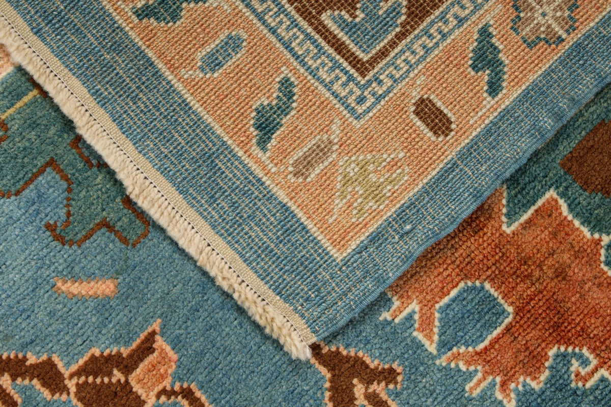 9x12 Blue and Brown Turkish Oushak Rug