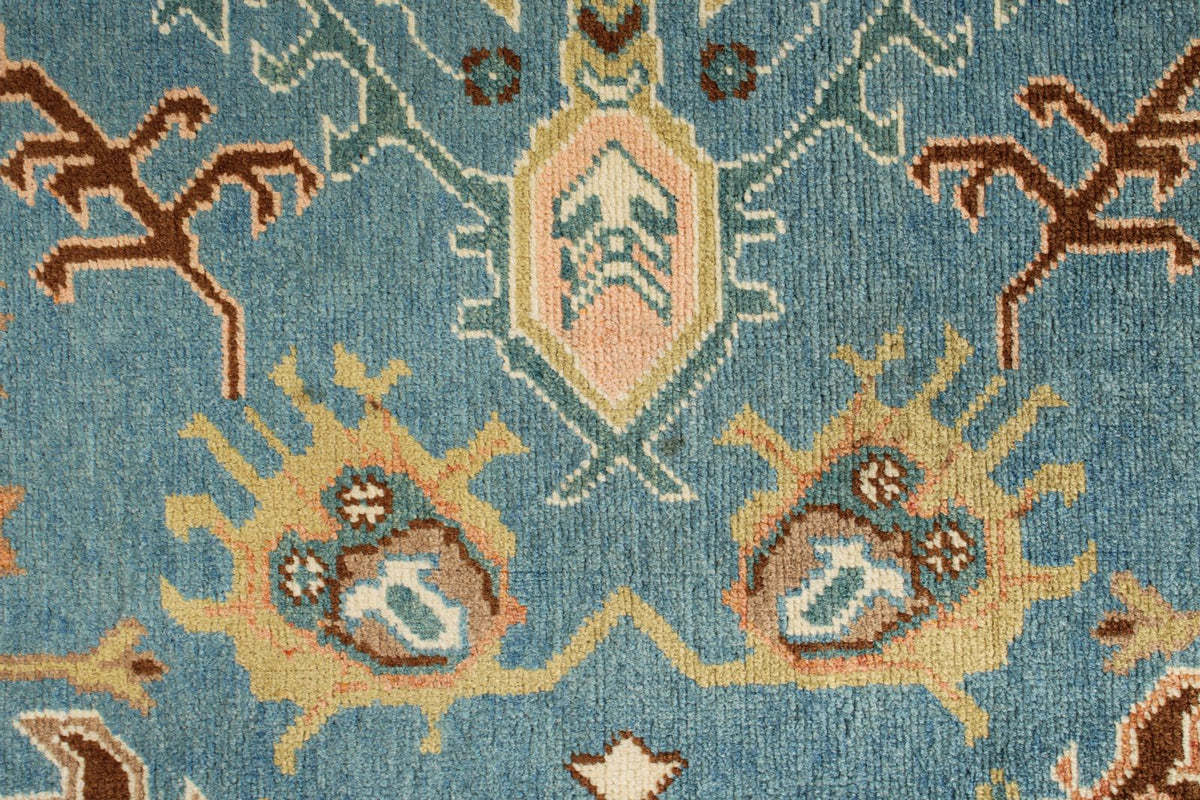9x12 Blue and Brown Turkish Oushak Rug