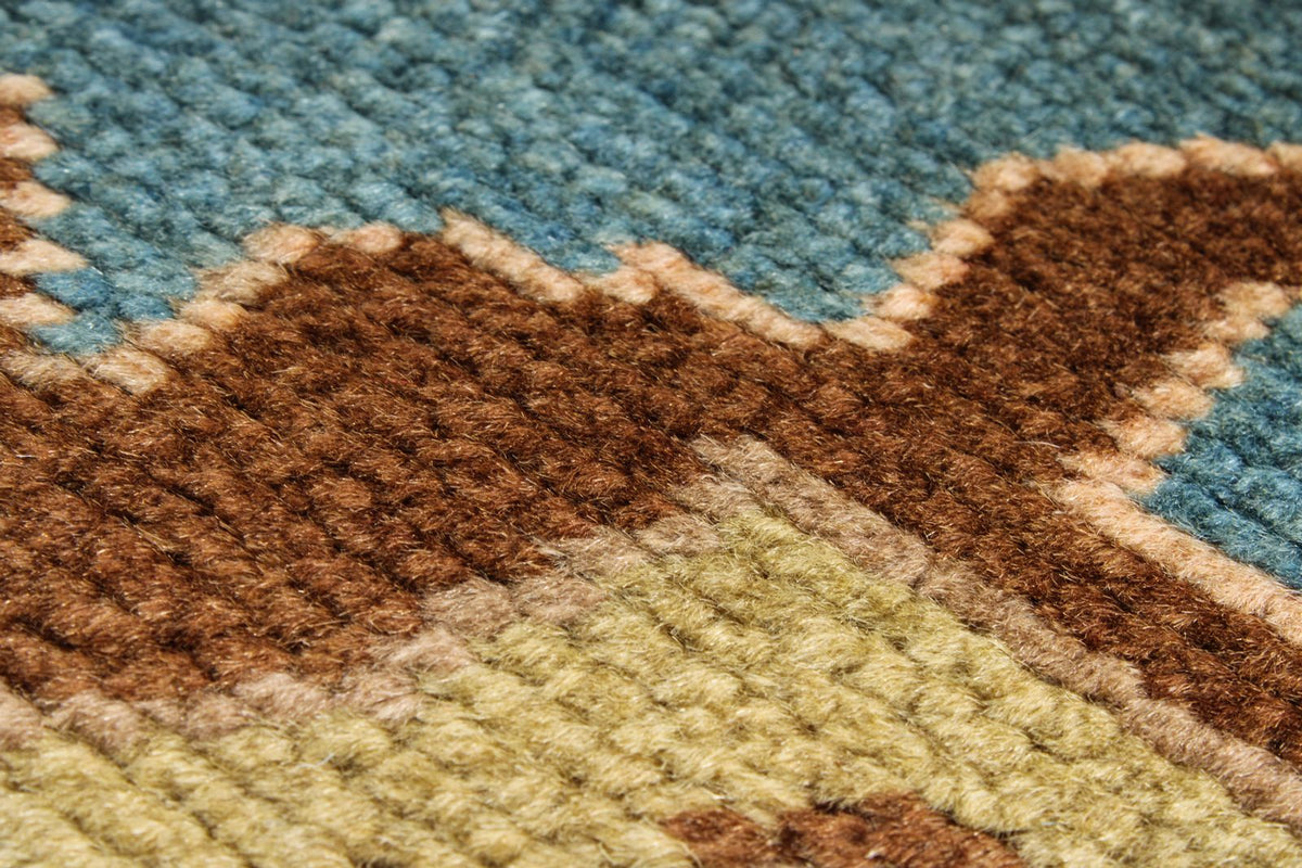 9x12 Blue and Brown Turkish Oushak Rug