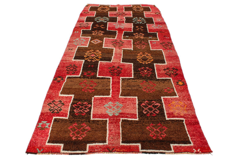 5x12 Brown and Red Anatolian Turkish Tribal Runner