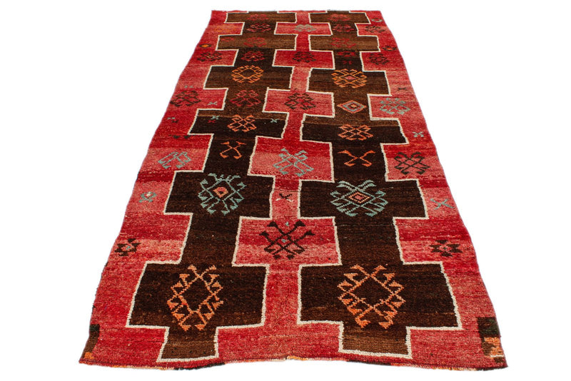 5x12 Brown and Red Anatolian Turkish Tribal Runner