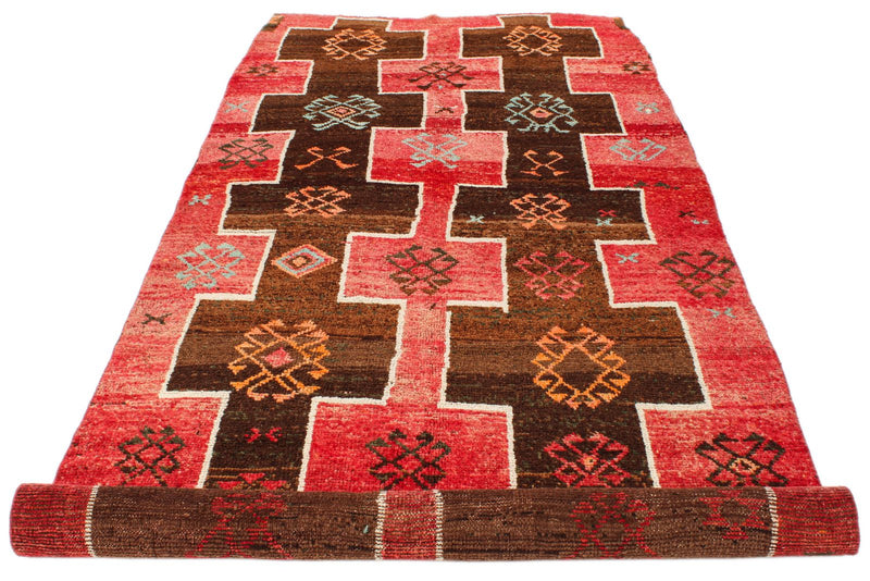 5x12 Brown and Red Anatolian Turkish Tribal Runner