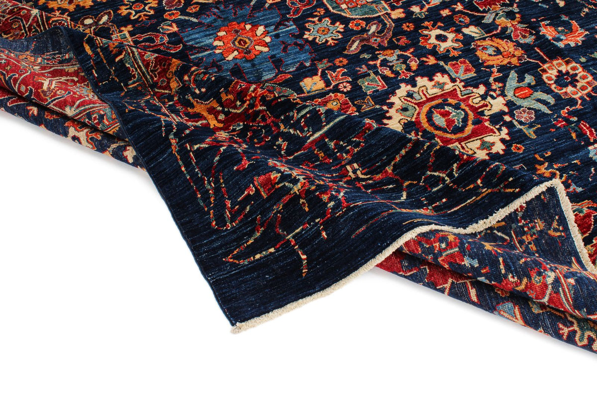 9x12 Navy and Red Traditional Rug