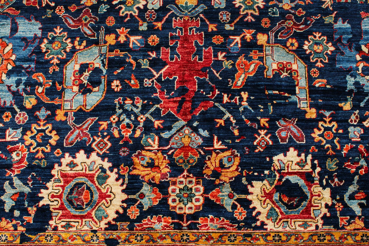 9x12 Navy and Red Traditional Rug