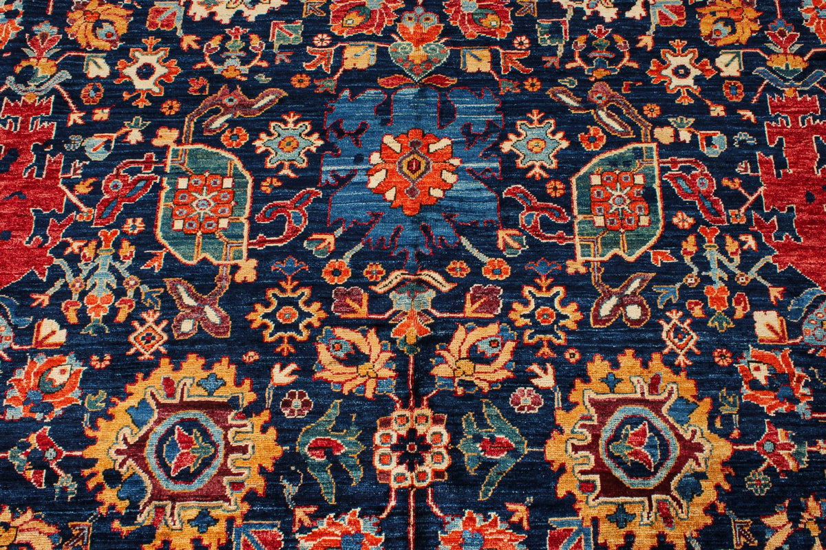 9x12 Navy and Red Traditional Rug