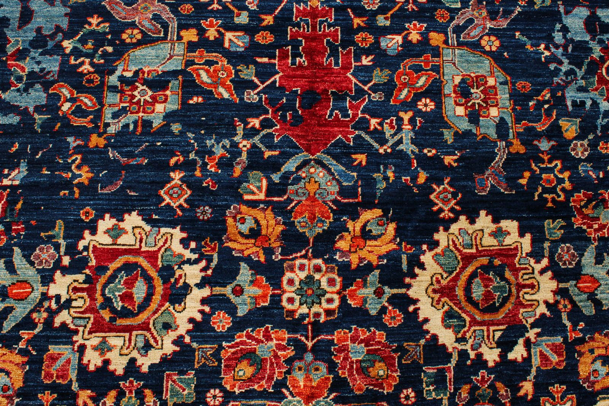 9x12 Navy and Red Traditional Rug