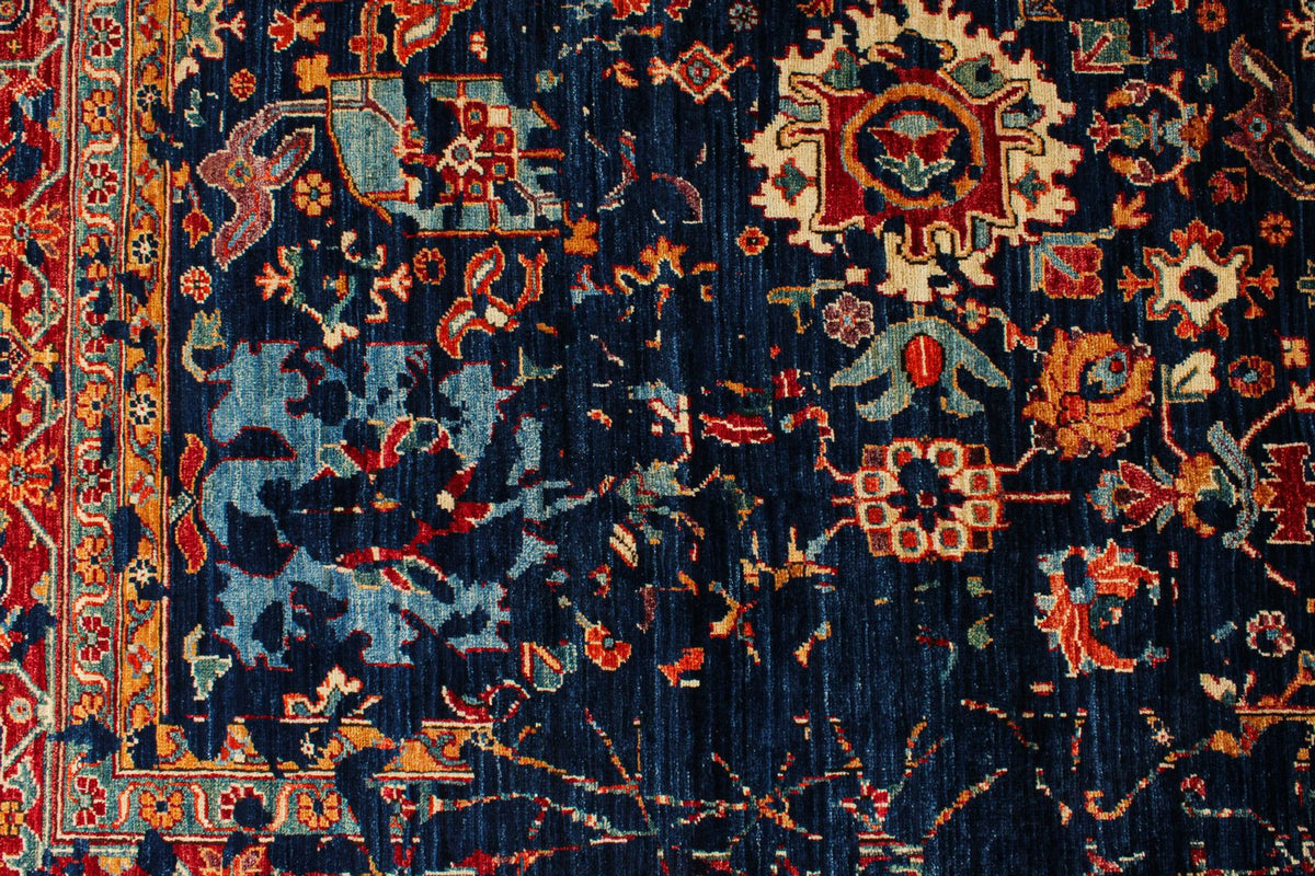 9x12 Navy and Red Traditional Rug