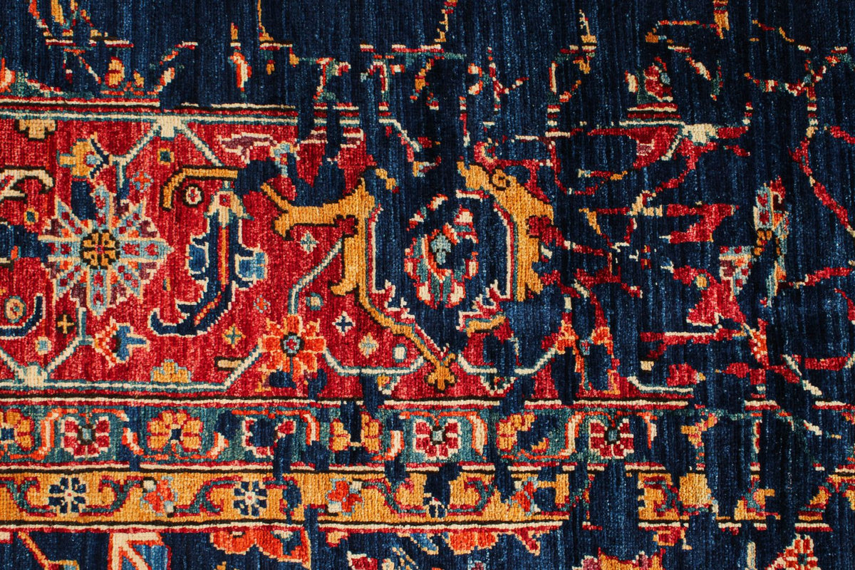 9x12 Navy and Red Traditional Rug