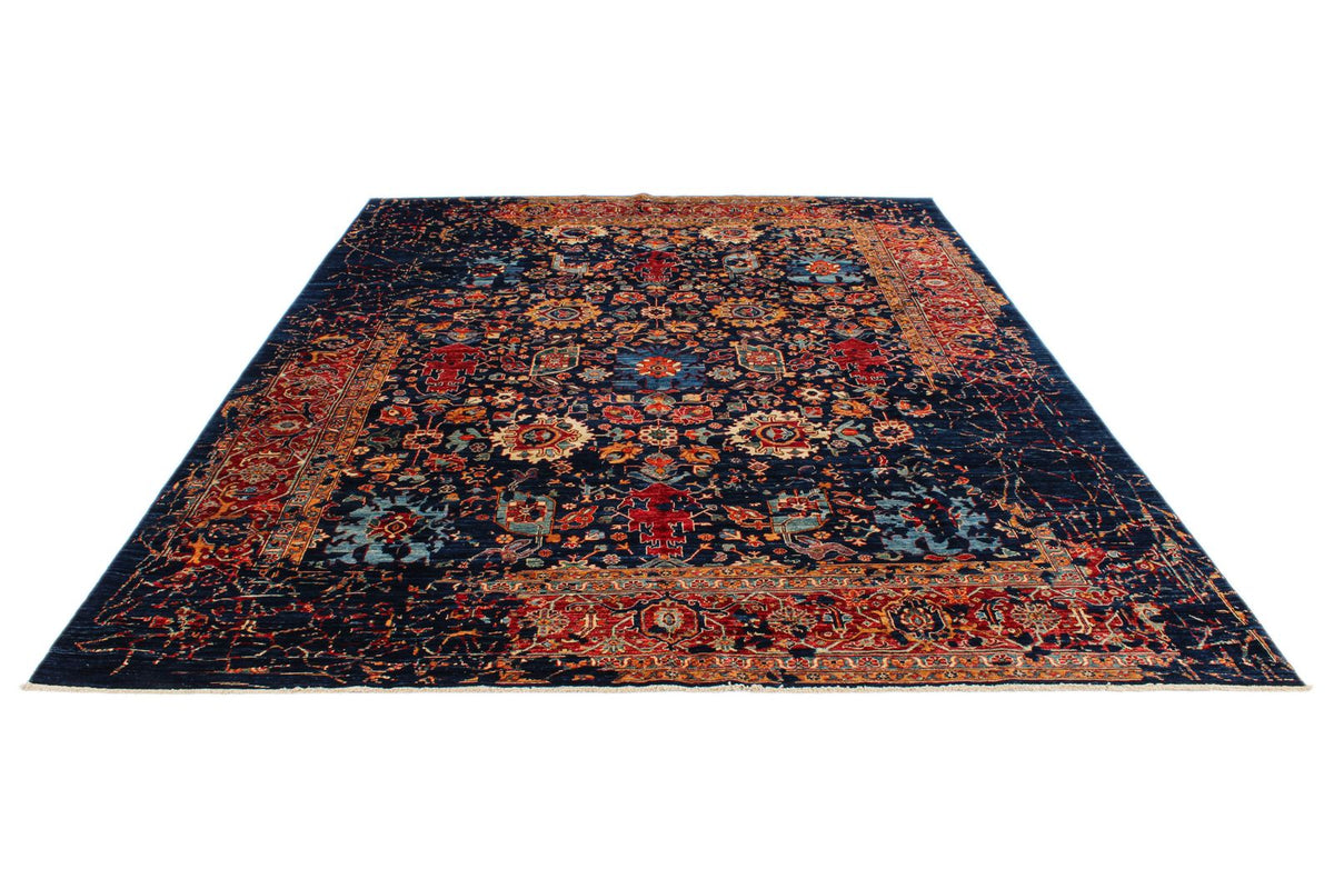 9x12 Navy and Red Traditional Rug