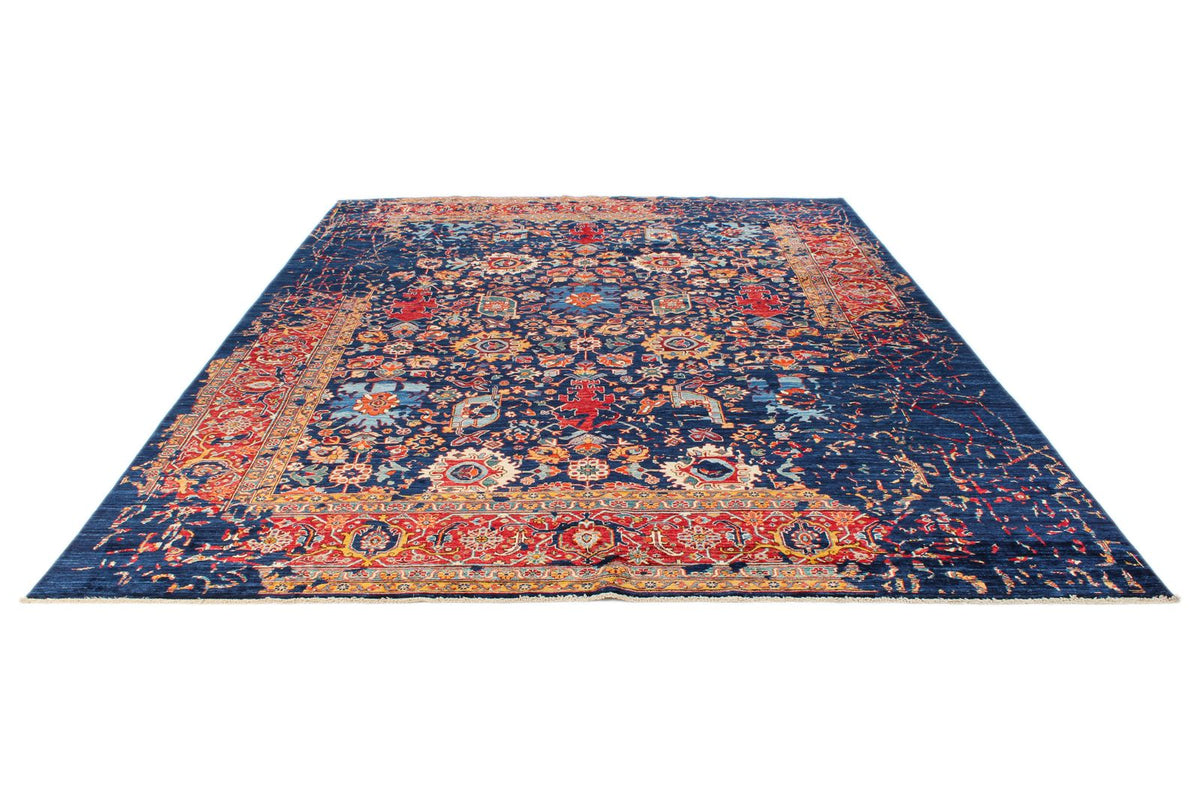 9x12 Navy and Red Traditional Rug