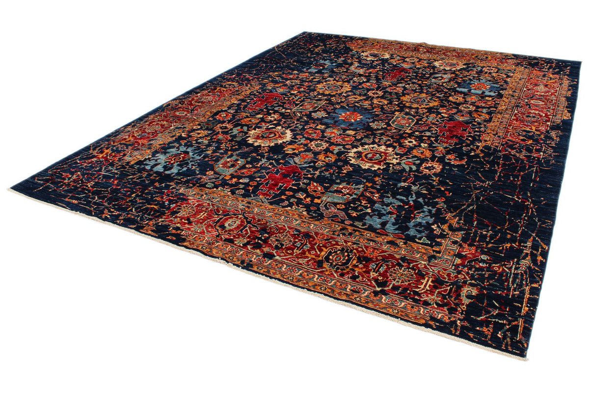 9x12 Navy and Red Traditional Rug