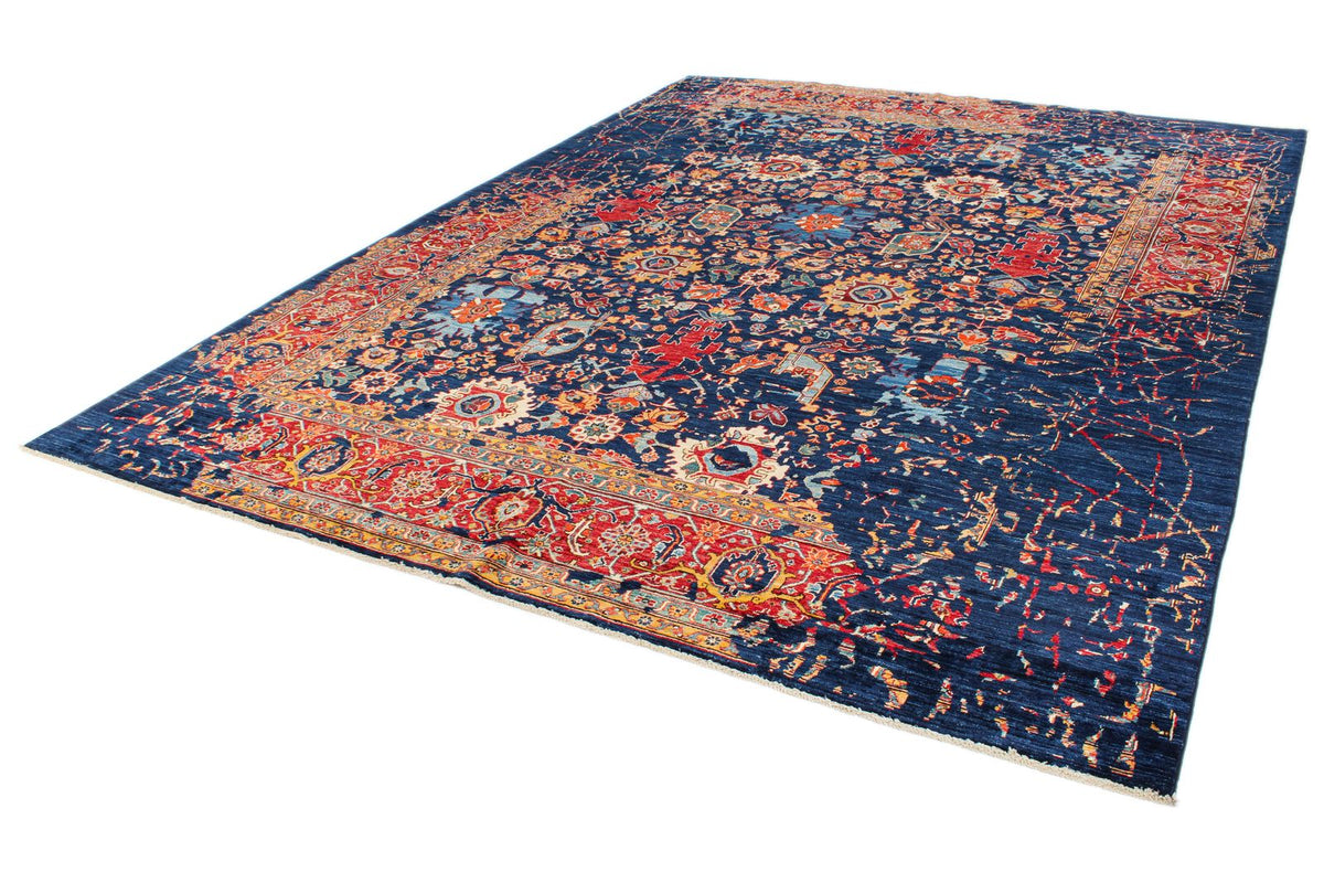 9x12 Navy and Red Traditional Rug