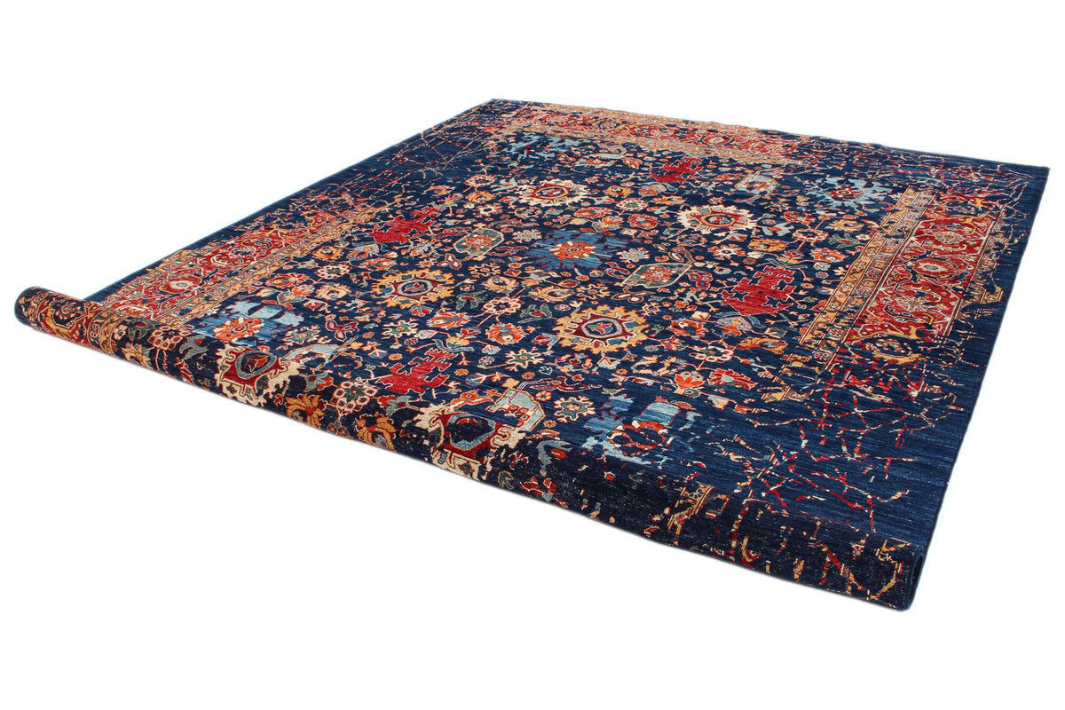 9x12 Navy and Red Traditional Rug