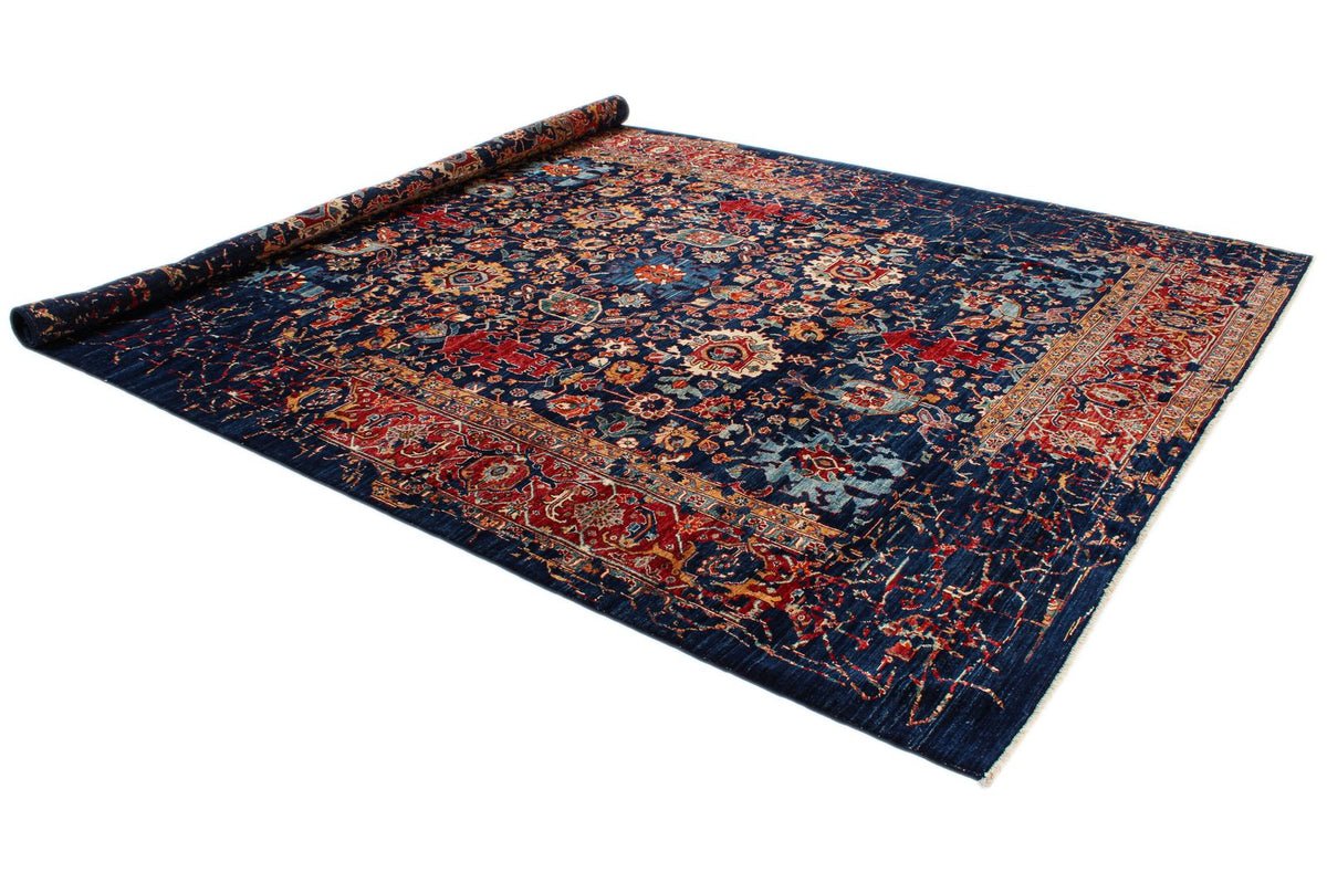 9x12 Navy and Red Traditional Rug