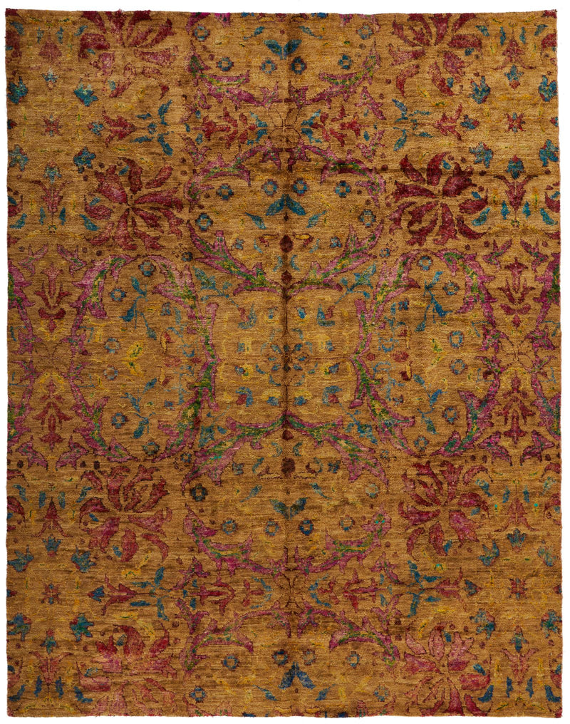 8x10 Mustard and Multicolor Anatolian Traditional Rug