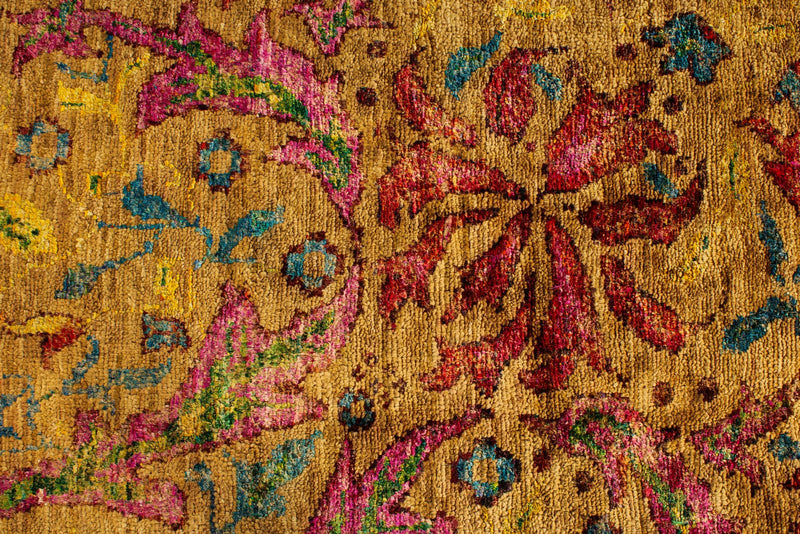 8x10 Mustard and Multicolor Anatolian Traditional Rug