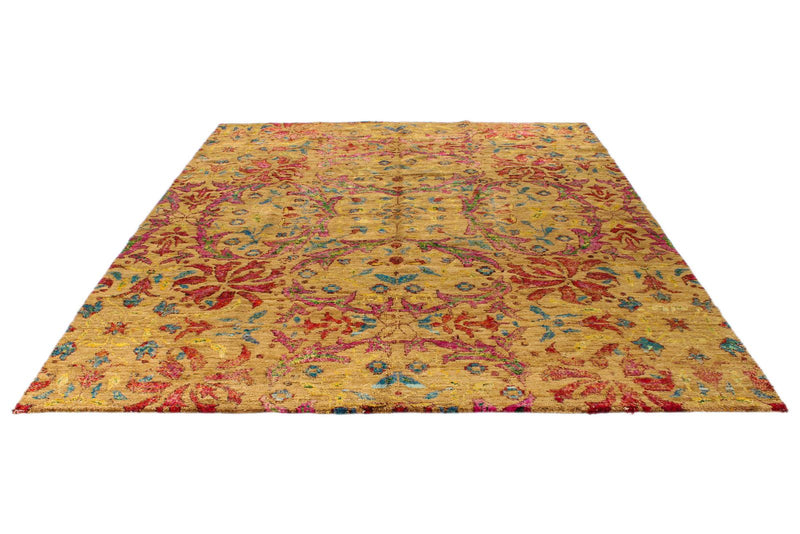 8x10 Mustard and Multicolor Anatolian Traditional Rug