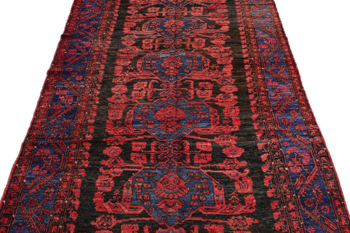5x10 Rust and Navy Anatolian Turkish Tribal Runner