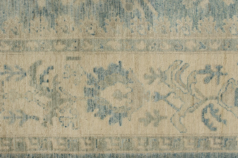 10x14 Light Blue and Ivory Turkish Oushak Rug